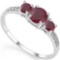 0.98 CT RUBY AND ACCENT DIAMOND 0.04 CT 10KT SOLID WHITE GOLD RING