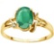 1.10 CT EMERALD AND ACCENT DIAMOND 0.01 CT 10KT SOLID YELLOW GOLD RING