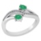 Certified 0.53 Ctw Emerald And Diamond 14k White Gold Halo Ring G-H VS/SI1