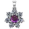 Certified 0.93 Ctw Amethyst And Diamond 18K White Gold Halo Pendant G-H VS/SI1