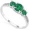 0.73 CT EMERALD AND ACCENT DIAMOND 0.04 CT 10KT SOLID WHITE GOLD RING