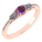 Certified 0.77 Ctw Amethyst And Diamond 18K Rose Gold Halo Ring G-H VSSI1