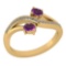 Certified 0.53 Ctw Amethyst And Diamond 14k Yellow Gold Halo Ring G-H VS/SI1