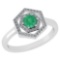Certified 0.69 Ctw Emerald And Diamond 18K White Gold Halo Ring G-H VSSI1