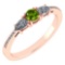 Certified 0.77 Ctw Peridot And Diamond 18K Rose Gold Halo Ring G-H VSSI1