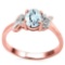 0.61 CT AQUAMARINE AND ACCENT DIAMOND 0.03 CT 10KT SOLID RED GOLD RING
