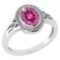 Certified 1.39 Ctw Pink Tourmaline And Diamond 14k White Gold Halo Ring G-H VS/SI1
