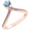 Certified 0.97 Ctw Aquamarine And Diamond 14k Rose Gold Halo Ring G-H VS/SI1