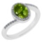 Certified 1.44 Ctw Peridot And Diamond 14k White Gold Halo Ring G-H VS/SI1