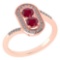 Certified 0.68 Ctw Ruby And Diamond 14k Rose Gold Halo Ring G-H VS/SI1