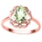 1.01 CT GREEN AMETHYST AND ACCENT DIAMOND 0.02 CT 10KT SOLID RED GOLD RING
