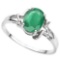 1.10 CT EMERALD AND ACCENT DIAMOND 0.01 CT 10KT SOLID WHITE GOLD RING