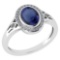 Certified 1.39 Ctw Blue Sapphire And Diamond 14k White Gold Halo Ring G-H VS/SI1