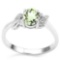 0.68 CT GREEN AMETHYST AND ACCENT DIAMOND 0.03 CT 10KT SOLID WHITE GOLD RING
