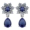 Certified 4.86 Ctw Blue Sapphire And Diamond 18K White Gold Halo Dangling Earrings