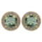 Certified 1.06 Ctw Green Amethyst And Diamond 18K Yellow Gold Halo Stud Earrings G-H VS/SI1