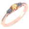 Certified 0.77 Ctw Citrine And Diamond 18K Rose Gold Halo Ring G-H VSSI1