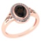 Certified 1.39 Ctw Smoky Quarzt And Diamond 14k Rose Gold Halo Ring G-H VS/SI1