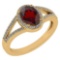 Certified 1.52 Ctw Garnet And Diamond 14k Yellow Gold Halo Ring G-H VS/SI1