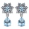 Certified 4.86 Ctw Aquamarine And Diamond Platinum Halo Dangling Earrings