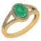 Certified 1.52 Ctw Emerald And Diamond 14k Yellow Gold Halo Ring G-H VS/SI1