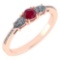Certified 0.77 Ctw Ruby And Diamond 18K Rose Gold Halo Ring G-H VSSI1