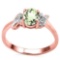 0.68 CT GREEN AMETHYST AND ACCENT DIAMOND 0.03 CT 10KT SOLID RED GOLD RING
