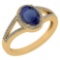 Certified 1.52 Ctw Blue Sapphire And Diamond 14k Yellow Gold Halo Ring G-H VS/SI1