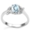 0.61 CT AQUAMARINE AND ACCENT DIAMOND 0.03 CT 10KT SOLID WHITE GOLD RING