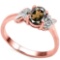 0.7 CT SMOKEY AND ACCENT DIAMOND 0.03 CT 10KT SOLID RED GOLD RING