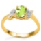 0.71 CT PERIDOT AND ACCENT DIAMOND 0.03 CT 10KT SOLID YELLOW GOLD RING