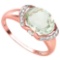 2.1 CT GREEN AMETHYST 0.07 CT WHITE TOPAZ AND ACCENT DIAMOND 0.09 CT 10KT SOLID RED GOLD RING