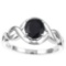 1.33 CT BLACK SAPPHIRE 10KT SOLID WHITE GOLD RING