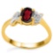 0.75 CT REDISH GARNET AND ACCENT DIAMOND 0.03 CT 10KT SOLID YELLOW GOLD RING