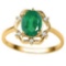 1.17 CT EMERALD AND ACCENT DIAMOND 0.02 CT 10KT SOLID YELLOW GOLD RING