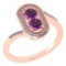 Certified 0.68 Ctw Amethyst And Diamond 14k Rose Gold Halo Ring G-H VS/SI1