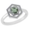 Certified 0.69 Ctw Green Amethyst And Diamond Platinum Halo Ring