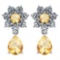 Certified 4.86 Ctw Citrine And Diamond 18K White Gold Halo Dangling Earrings