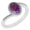 Certified 1.44 Ctw Amethyst And Diamond 14k White Gold Halo Ring G-H VS/SI1