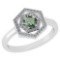 Certified 0.69 Ctw Green Amethyst And Diamond 18K White Gold Halo Ring G-H VSSI1