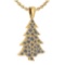 Certified 0.89 Ctw Diamond VS/SI1 Christmas tree Necklace 18K Yellow Gold Made In USA