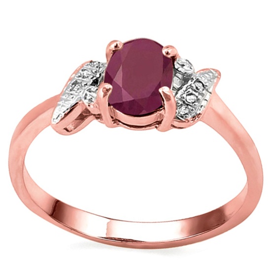 0.94 CT RUBY AND ACCENT DIAMOND 0.03 CT 10KT SOLID RED GOLD RING