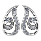 Certified 0.17 Ctw Diamond 14k White Gold Halo Stud leaf Earrings