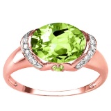 2.16 CT PERIDOT 0.1 CT PERIDOT AND ACCENT DIAMOND 0.09 CT 10KT SOLID RED GOLD RING