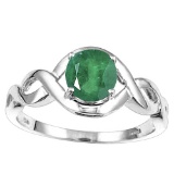 1.15 CT EMERALD 10KT SOLID WHITE GOLD RING
