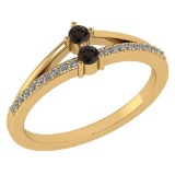 Certified 0.22 Ctw Smoky Quarzt And Diamond 14k Yellow Gold Halo Ring G-H VS/SI1