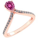 Certified 0.97 Ctw Pink Tourmaline And Diamond 14k Rose Gold Halo Ring G-H VS/SI1