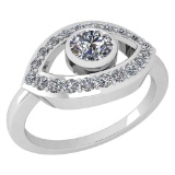 Certified 0.49 Ctw Diamond SI1/SI2 Halo Ring 18k White Gold Made In USA