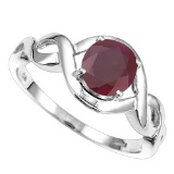 1.35 CT RUBY 10KT SOLID WHITE GOLD RING