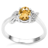 0.59 CT CITRINE AND ACCENT DIAMOND 0.03 CT 10KT SOLID WHITE GOLD RING